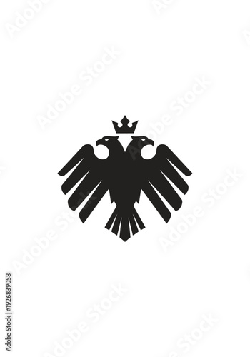 Double headed eagle symbol with crown vector illustration on white background
