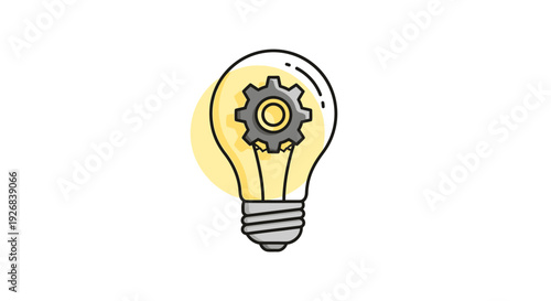 Light Bulb with Gear Inside Illustration.