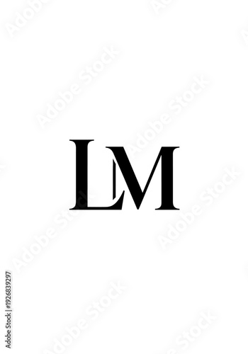Elegant black and white lm initial monogram logo design on white background