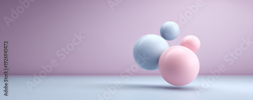 Pastel sphere abstract minimal background soft 3d render floating calm composition design