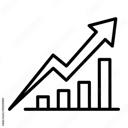 A black and white graph with an upward trend