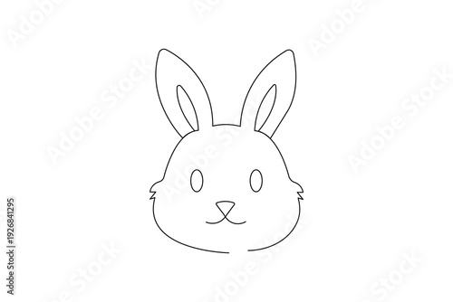Rabbit face with continuous signal line drawing