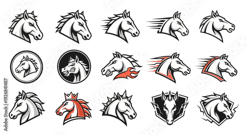 Collection of Horse Head Logos and Icons.