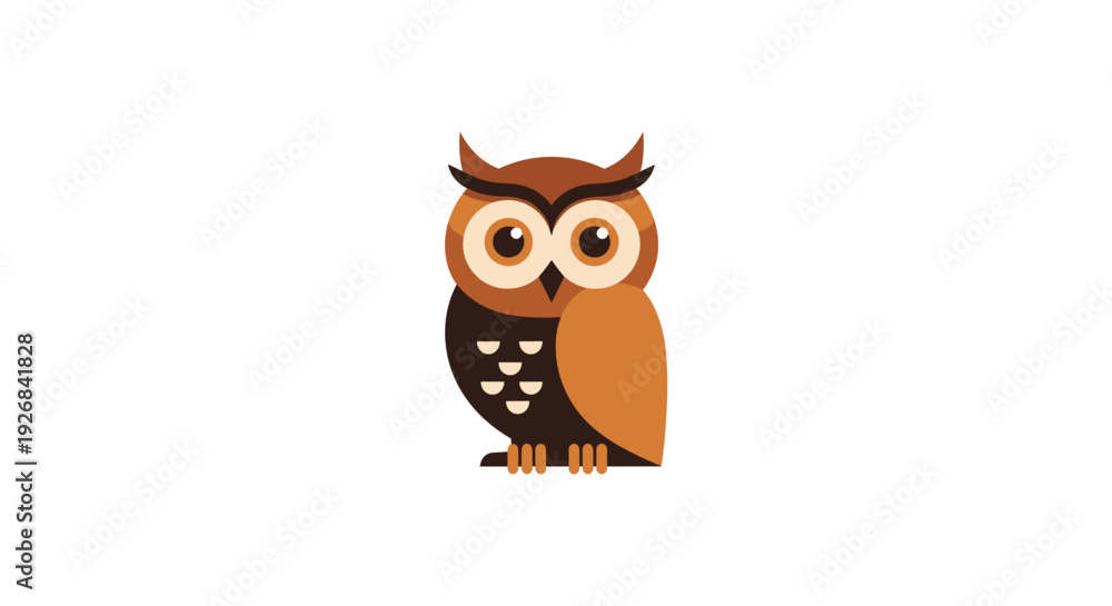 Obraz premium Cartoon Owl Illustration with Big Eyes.