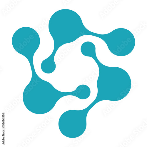 Teal abstract molecular structure graphic design element isolated on white background icon
