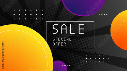 violet, purple and black sale promotion discount background, for banner, poster advertising template
