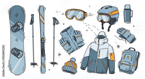 Winter Sports Equipment Collection Illustration.