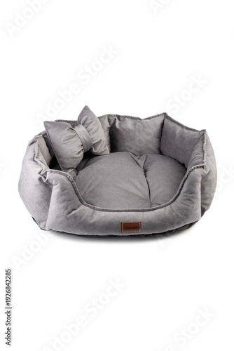 Comfortable pet bed isolated on white background