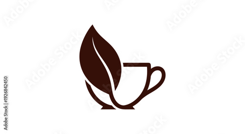 Coffee Cup with Leaf Illustration Design.