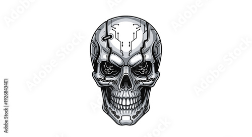 Detailed Human Skull Illustration Front View.