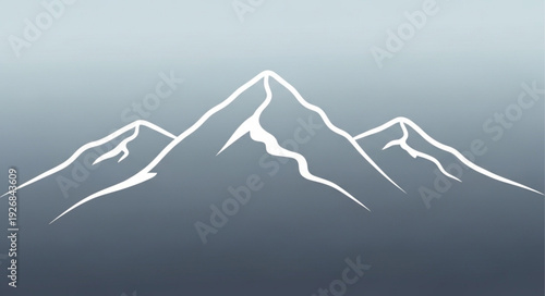 Stylized illustration of majestic mountain peaks under a gradient sky.