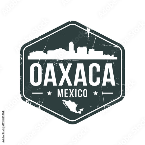 Oaxaca mexico a vintage style travel badge with city skyline