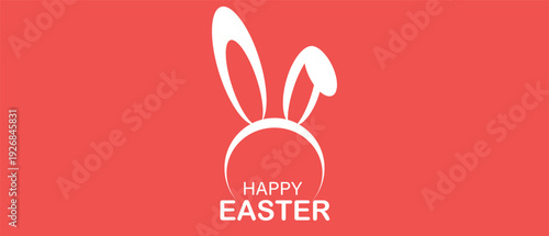 Minimal Easter greeting with bunny ear outline and holiday lettering for seasonal promotions gift packaging festive announcements social posts and spring celebration communication materials
