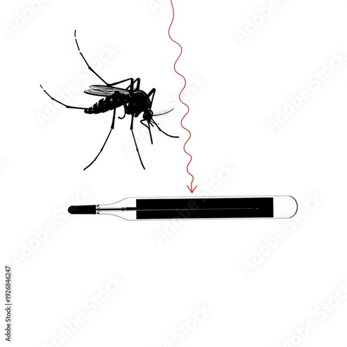A mosquito bites a person using a pen in an office environment from a top viewpoint