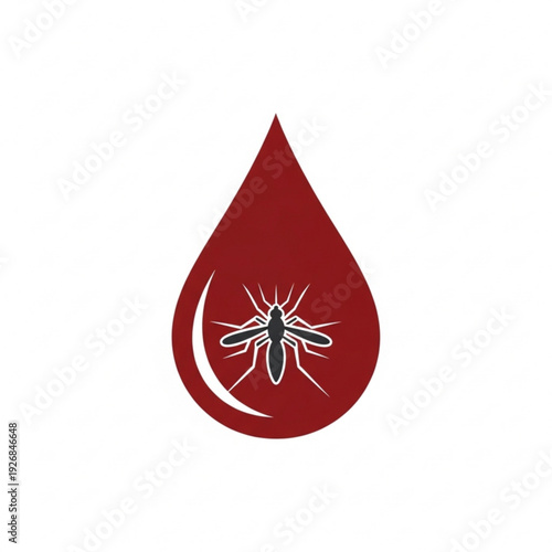 Mosquito inside a red blood drop illustration highlighting malaria and disease transmission