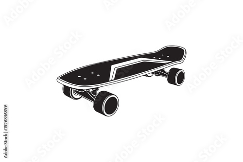 Skateboard silhouette on white background