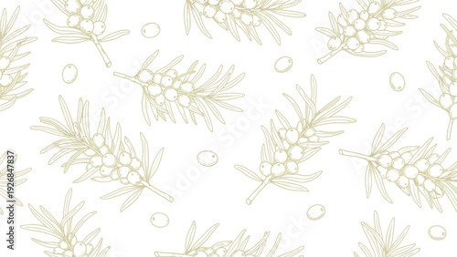 Pattern of olive branches with leaves and olives on a white background. The design is in light olive green, creating a delicate, natural look.