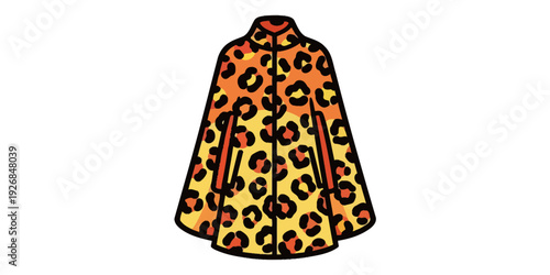 Stylish leopard print cape with vibrant yellow and black patterns for a bold fashion statement.