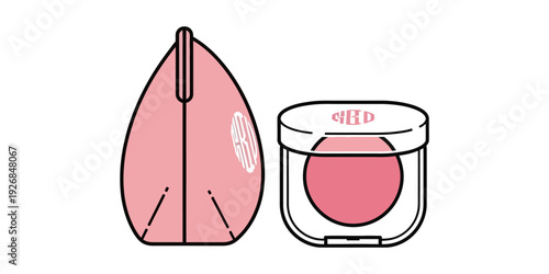 Elegant blush compact and matching applicator brush set for makeup application