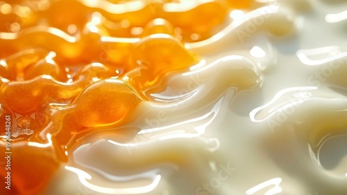 Abstract Art of Orange White Bubble Fluid