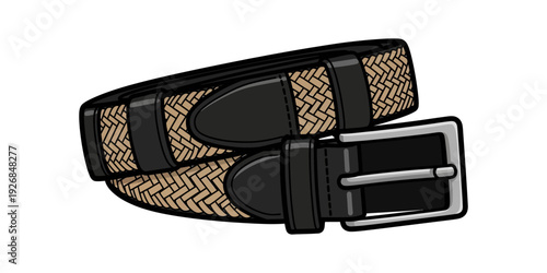 Stylish woven pattern belt with a sleek black buckle for a modern look.