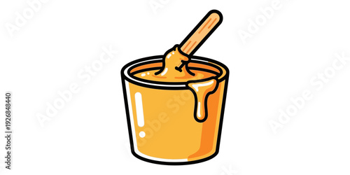 A bowl of creamy substance being scooped out with a wooden spoon