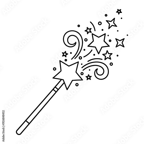 A magic wand with stars and sparkles coming out of it