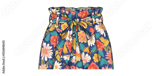 Vibrant floral pattern tie-waist skirt for casual summer outfits