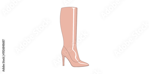 Elegant high-heeled knee-length boot design illustration