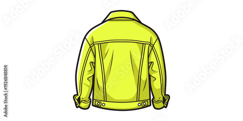 Illustration of a bright green bomber jacket viewed from the back