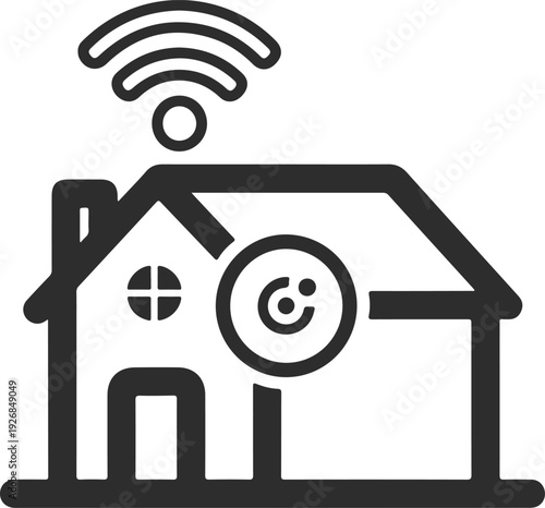 Smart home automation icon with wifi signal and thermostat