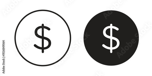 Dollar icon. Perfect for app and web interfaces, marketing, etc.