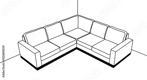 Corner sofa illustration, perfect for living rooms, providing comfortable seating arrangements.
