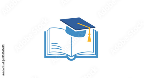 Graduation Cap on Open Book Illustration.