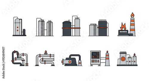 Industrial plant equipment and structures for chemical processing and manufacturing.