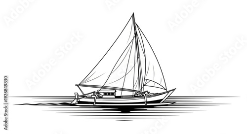 Elegant sailboat gracefully navigating the open waters, a symbol of freedom.
