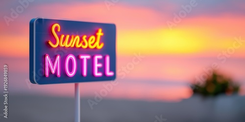 Sunset Motel Sign with Vibrant Colors