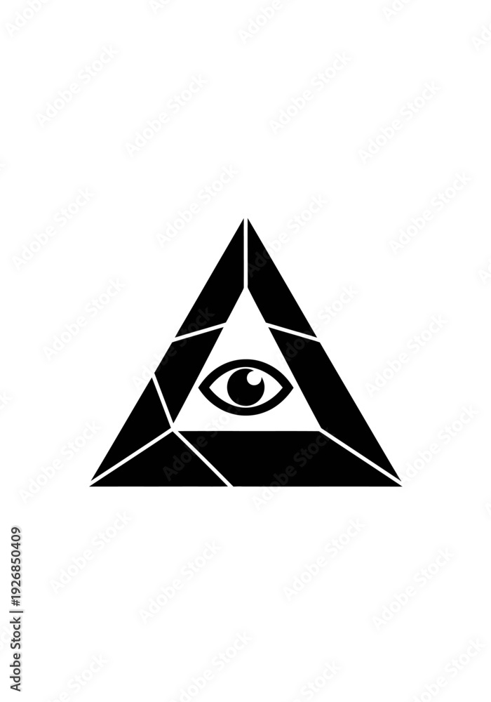 Fototapeta premium Geometric eye symbol in a triangle on a white background design