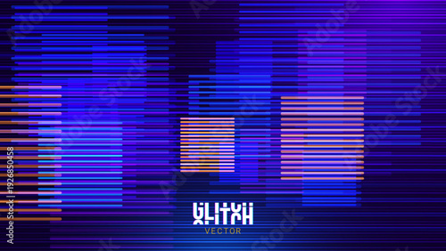Abstract Glitch Horizontal Lines Background. Unique Design Abstract Digital Noise Glitch Error Video Damage Texture. Aesthetics of Vaporwave or Cyberpunk Style. Vector Illustration.