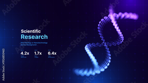 Futuristic DNA Computing Concept with Abstract Double Helix Formed by Digital Particles. Genome Data Science and Artificial Intelligence Innovation Background. Vector Illustration