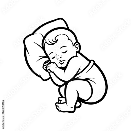 Newborn sleeping during daylight on pillow in peaceful position  