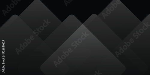 Abstract dark background with overlapping black rounded squares and transparency vector illustration