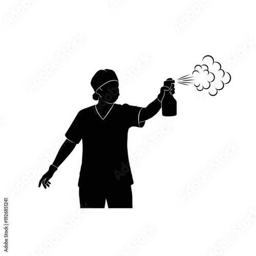 Person spraying from a bottle in a defensive stance