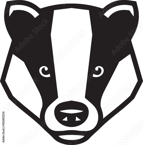 Stylized badger head icon vector illustration