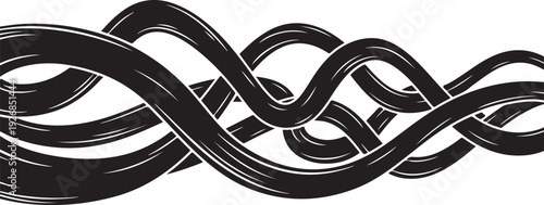 Black and white abstract wavy line art design element
