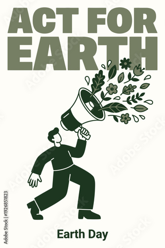 Act For Earth Day Environmental Awareness Illustration