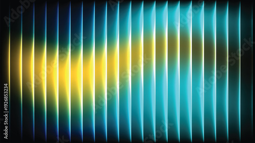 Gradient fractal glass background with vertical ribbed stripes, glowing liquid gradient and illuminated geometric structure, creating a vibrant abstract vector design with warm luminous tones