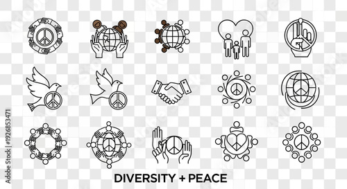 Diversity and Peace Symbols Collection Illustration.
