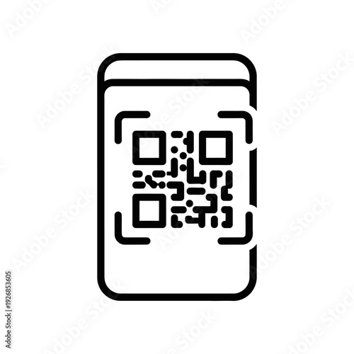 A minimalist illustration of a smartphone showing a QR code, perfect for technology and mobile payment concepts.
