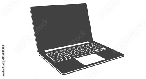 Modern Laptop Computer with Blank Screen.